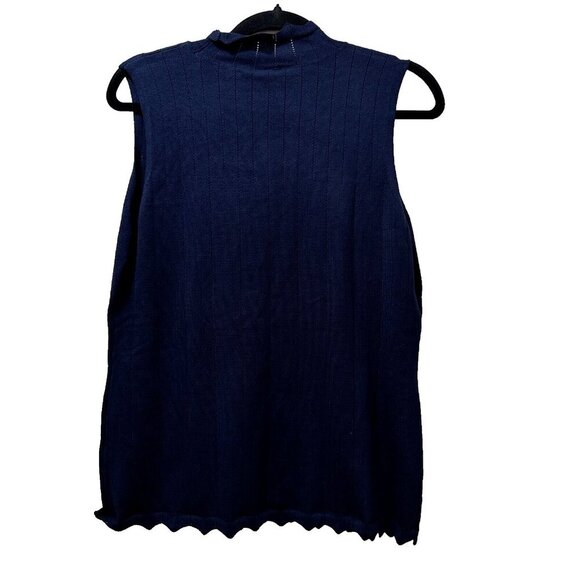2/$30 Devotion by Cyrus Sleeveless Knit Top Size L Navy Nautical New England - Picture 2 of 9